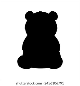 Cute panda sitting silhouette isolated on white background. Panda icon vector illustration.