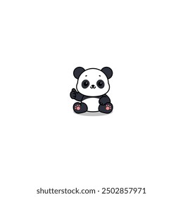 Cute panda sitting and thumbs up cartoon, vector illustration