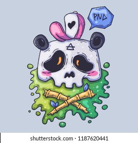 Cute Panda Skull In A Cap. Cartoon Illustration For Print And Web. Character In The Modern Graphic Style.