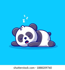Cute Panda Sleeping Cartoon Vector Icon Illustration. Animal Nature Icon Concept Isolated Premium Vector. Flat Cartoon Style