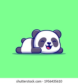 Cute Panda Sleeping Cartoon Vector Icon Illustration. Animal Nature Icon Concept Isolated Premium Vector. Flat Cartoon Style