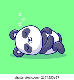 Cute Panda Sleeping Cartoon Vector Icon Illustration. Animal Nature Icon Concept Isolated Premium Vector. Flat Cartoon Style