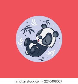 Cute Panda Sleeping Cartoon Vector Icon Illustration. Animal Nature Icon Concept Isolated Premium Vector. Flat Cartoon Style