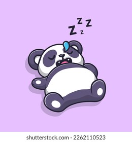 Cute Panda Sleeping Cartoon Vector Icon Illustration. Animal Nature Icon Concept Isolated Premium Vector. Flat Cartoon Style