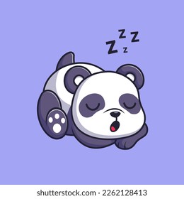 Cute Panda Sleeping Cartoon Vector Icon Illustration. Animal Nature Icon Concept Isolated Premium Vector. Flat Cartoon Style