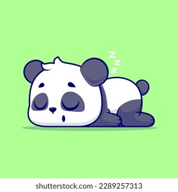 Ilustración del icono del vector de dibujos animados Cute Panda Sleeping. Concepto de icono de la naturaleza animal Vector Premium aislado. Estilo de dibujo plano