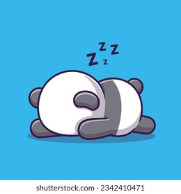 Cute Panda Sleeping Cartoon Vector Icon Illustration. Animal Nature Icon Concept Isolated Premium Vector. Flat Cartoon Style
