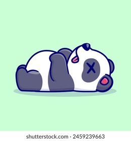 Cute Panda Sleeping Cartoon Vector Icon Illustration. Animal Nature Icon Concept Isolated Premium Vector. Flat Cartoon Style