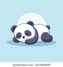 Cute Panda Sleeping Cartoon Vector Icon Illustration. Animal Nature Icon Concept Isolated Premium Vector. Flat Cartoon Style