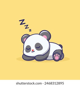 a cute panda is sleeping deeply asleep, flat cartoon style