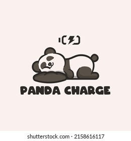 cute panda sleeping illustration in flat design