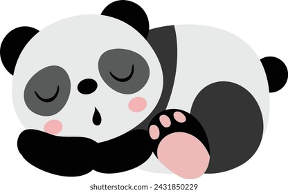 Cute panda sleeping isolated on white