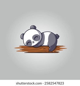 Cute Panda Sleeping on Branch Cartoon Vector Icon Illustration Animal Nature Icon Isolated Flat Vector