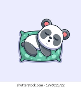 Cute panda sleeping on pillow cartoon
