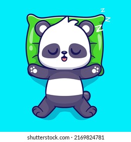 Cute Panda Sleeping On Pillow Cartoon Vector Icon
Illustration. Animal Nature Icon Concept Isolated Premium
Vector. Flat Cartoon Style