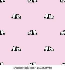 Cute panda sleeping seamless pattern, vector illustration