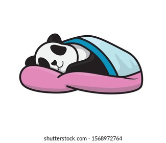Cute Panda Sleeping Under a Blanket Illustration