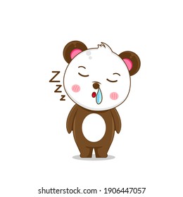 Un panda lindo durmiendo. Ilustración vectorial del carácter chibi aislado en fondo blanco.