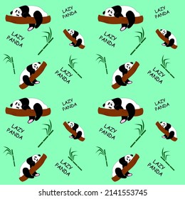 El panda lindo duerme en una rama de árbol. Patrón sin foco para los niños. Ilustración del vector