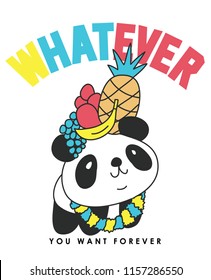 Cute panda with slogan vector design