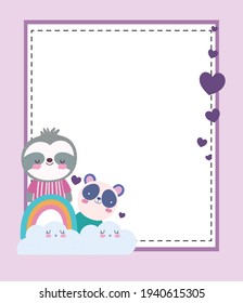 cute panda sloth rainbow banner