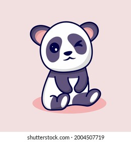 Cute panda smiling cartoon vector, cute panda with cute smile