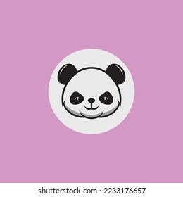 Cute panda smiling face cartoon illustration