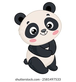 Cute panda smiling. Illustration for Kids