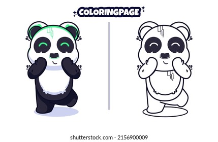 lindo panda sonriendo saludando con páginas de colores adecuadas para los niños