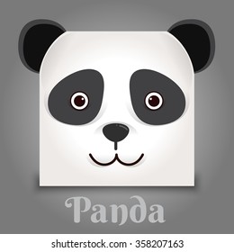  cute panda square style on gray background vector illustration