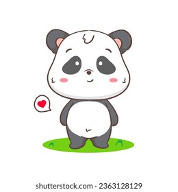 Cute panda standing cartoon character. Kawaii adorable animal concept design. Isolated white background. Vector art illustration