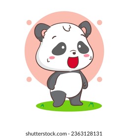 Cute panda standing cartoon character. Kawaii adorable animal concept design. Isolated white background. Vector art illustration