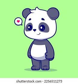 Cute Panda Standing Cartoon Vector Icon Illustration. Animal Nature Icon Concept Isolated Premium Vector. Flat Cartoon Style