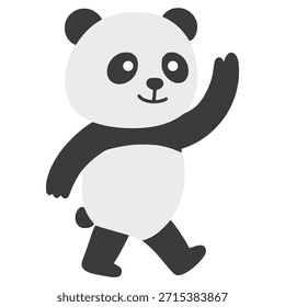 cute panda standing hand drawn flat color vector illustration template design