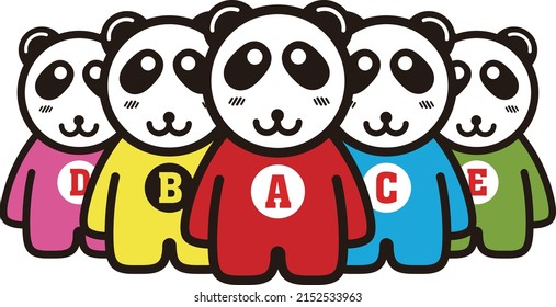 cute panda standing in a line like human, vector