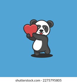 cute panda standing logo design