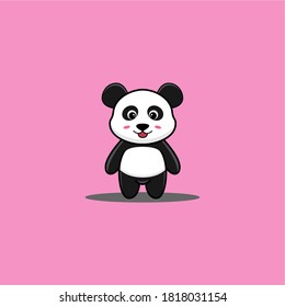 Cute Panda standing pose Vector Icon Illustration. Panda Mascot Cartoon Character. Animal Icon Concept White Isolated. Flat Cartoon Style Suitable for Web Landing Page, Banner, Flyer, Sticker, Card