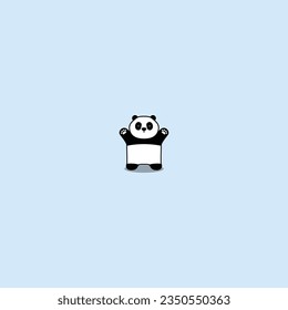 Cute panda standing and raising paws cartoon, vector illustration