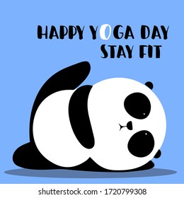 cute panda stay fit on happy yoga day