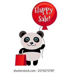 cute panda for sticker, ads, emblem, banner
