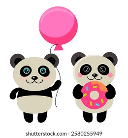 cute panda for sticker, ads, emblem, banner