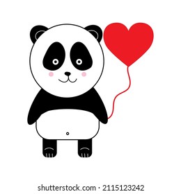 Cute panda, sticker collection, vector illustration, panda cartoon, simple vector, simple panda, minimalist illustration, panda with ballon