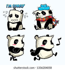 cute panda sticker, panda patches