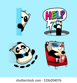 cute panda sticker, panda patches