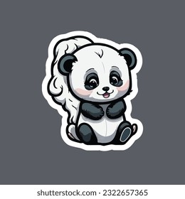 Cute Panda Sticker, Vector Art