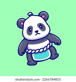 Cute Panda Sumo Cartoon Vector Icon Illustration. Animal Sport Icon Concept Isolated Premium Vector. Flat Cartoon Style