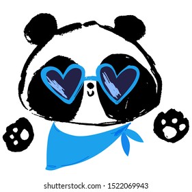 Cute panda in sunglasses. Vector illustration. Сhildish Print design.
