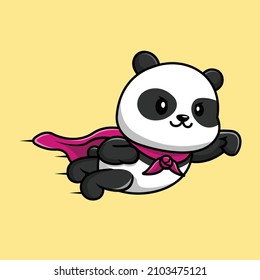 Cute Panda Super Flying Cartoon Vector Icon Illustration. Animal Icon Concept Isolated Premium Vector. Flat Cartoon Style