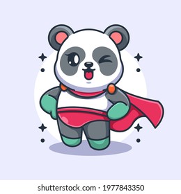 Cute panda super hero cartoon