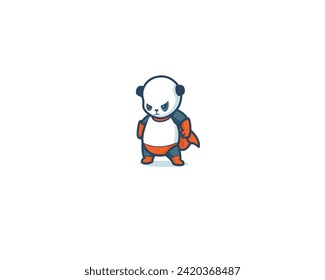 cute panda super hero mascot